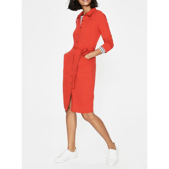 NWT Boden Tara Jersey Shirt Dress Womens 10 Medium Red - Picture 1 of 14